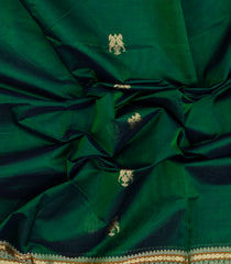 Green Handloom Silk Cotton Saree With Buttas-SC4325