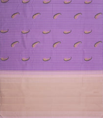 Lavender Handloom Kanchipuram Silk Saree With Checks & Buttas-KA14556