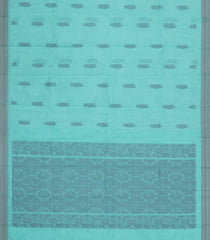 Turquoise Woven Rasipuram Cotton Sari With Buttas-RA2618