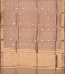 Light Peach Handloom Banarasi Tissue Silk Saree With Floral Buttas-BE1477
