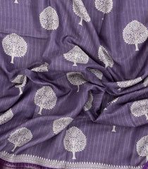 Lavender Printed Synthetic Dola Saree With Zari Stripes & Border-BL5394