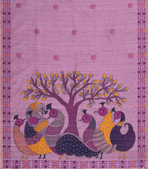 Lavender Woven Blended Tussar Saree With Meena Pallu-BL4805