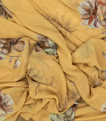 Sandal Woven Synthetic Georgette Saree With Printed Floral Motifs-BL4215