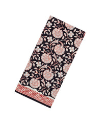 Black Printed Jaipur Cotton Saree With Floral Motifs-JC1634