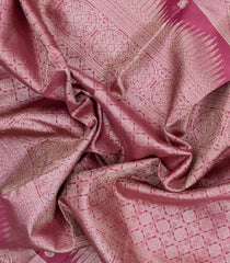 Dusty Pink Handloom Kanchipuram Silk Saree With Floral Motifs-KA15073