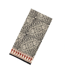 Black Printed Jaipur Cotton Saree With Printed Floral Vine Motifs-JC1933