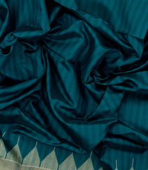 Teal Printed Art Dupion Saree With Madhubani Pallu-BL5064