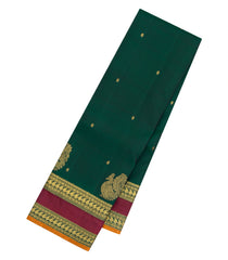Dark Green Handloom Kanchipuram Silk Saree With Buttas-KA15473