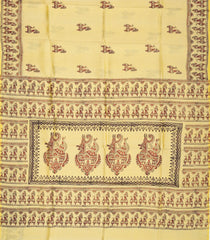 Yellow Woven Tussar Silk Saree With Printed Horse Motifs-TU2932