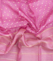 BubbleGum Pink Woven Pure Organza Silk Saree With Stripes-KS1122