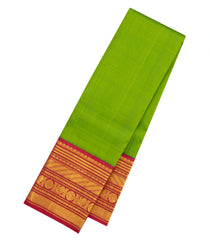 Light Green Handloom Korvai Kanchipuram Silk Saree With Contrast Border-KA16422