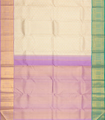 Cream Handloom Korvai Kanchipuram Silk Saree With Ganga Jamuna Border-KA15822