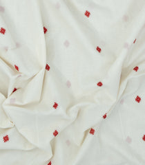 White Handwoven Bengal Cotton Saree With Diamond Buttas-BG1530