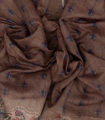Brown Woven Art Chanderi Saree With Printed Floral Motifs-BL3938