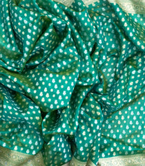 Aquamarine Handloom Organza Satin Soft Silk Saree With Floral Motifs-SO4091