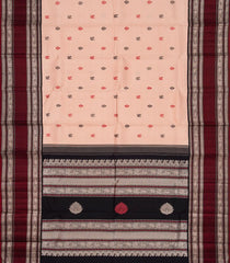 Light Peach Handloom Korvai Kanchipuram Silk Saree With Annam Buttas-KA12608