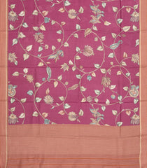 Chesnutt Pink Printed Tussar Silk Saree With Floral Motifs-TU3669