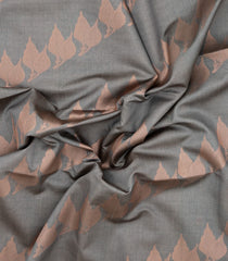 Grey Woven Art Dupion Saree With Leaf Motifs & Contrast Pallu-BL4944