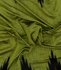 Green Handwoven Orissa Cotton Saree With Tie & Dye Pallu-OR0922