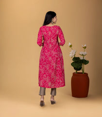 Pink Floral Printed Kurta-KR0848
