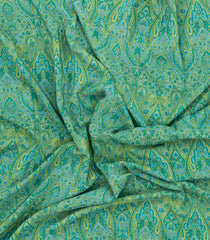 Aquamarine Printed Crepe Silk Saree With Floral Motifs-PS0894
