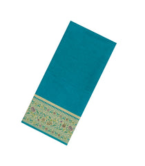 Cyan Woven Art Dupion Saree With Meena Floral Border-BL5978
