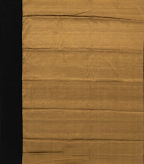 Gold Handloom Chanderi Cotton Tissue Saree With Black Border-CC1342