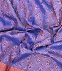 Purple Handloom Kanchipuram Silk Saree With Meena Floral Motifs-KA14753