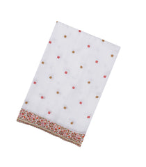 White Woven Synthetic Blended Saree With Embroidered Motifs-EN2041