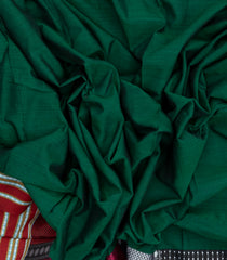 Green Woven Cotton Saree With Kasuti Hand Embroidered Border & Pallu-EN1770