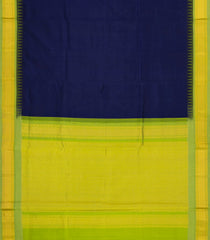 Dark Blue Handloom Korvai Silk Cotton Saree With Contrast Temple Border-SC3825