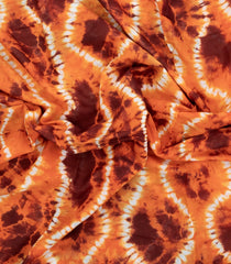 Peach Printed Chanderi Cotton Saree With Tie & Dye Motifs-CC1373