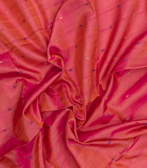 Peach Handloom Uppada Silk Saree With Meena Buttas & Contrast Border-UP0362
