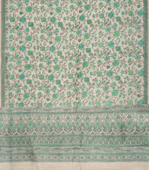 Green Woven Chanderi Cotton Saree With Printed Floral Motifs-CC1315