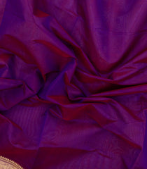 Purple Handloom Silk Cotton Saree With Contrast Zari Border-SC4071