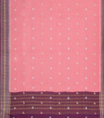 Light Peach Woven Blended Viscose With Zari Checks & Buttas-BL5551