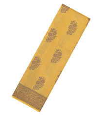 Mustard Woven Tussar Silk Saree With Floral Buttas-TU3428