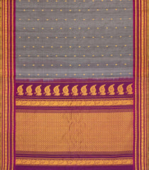 Grey Handloom Gadwal Silk Cotton Saree With Buttas-GA0376