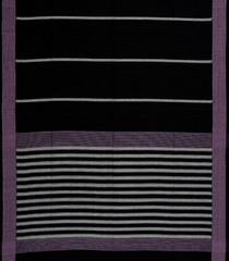 Black Handloom Bengal Cotton Saree With Stripes-BG1838
