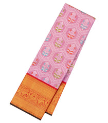 BubbleGum Pink Handloom Kanchipuram Silk Saree With Meena Floral Motifs-KA14522