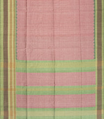 Dusty Pink Woven Synthetic Dupion Saree With Green Border-BL4339