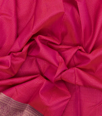 Pink Handloom Kanchipuram Silk Saree With Checks & Contrast Border-KA14681