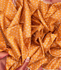 Gold Handloom Tussar Silk Saree With Printed Floral Motifs-TU2527