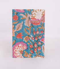 Steel Blue 9 X 6 Inch Bagru Dabu Block Printed 96 Page Handmade Notebook-ACS1018