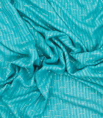 Turquoise Woven Mysore Silk Saree With Stirpes & Stone Work-MS3380