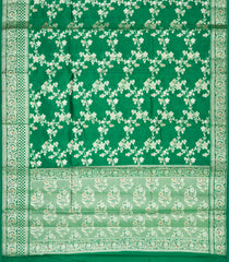 Dark Green Woven Dupion Silk Saree With Floral Jaal Motifs-DS0516