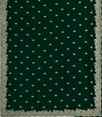 Bottle Green Woven Synthetic Blended Saree With Embroidered Motifs-EN2017