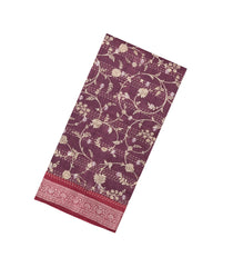 Maroon Printed Tussar Silk Saree With Floral Motifs-TU3624
