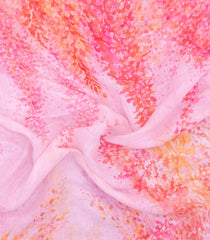 Baby Pink Printed Synthetic Linen Saree With Abstract Motifs-SY0155