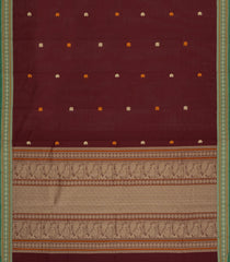 Dark Maroon Handloom Kanchi Cotton Saree With Buttas-KC1783